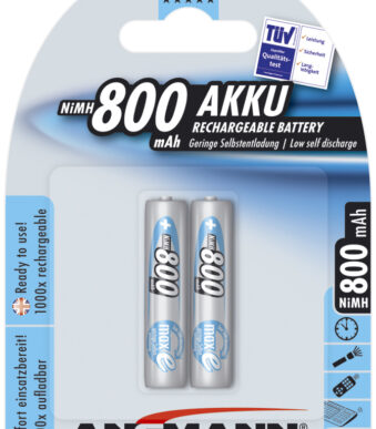 ANSMANN NiMH oplaadbare batterij maxE, Micro (AAA) 800 mAh, 2 op blister