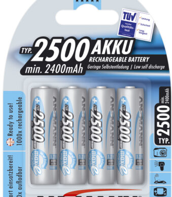 ANSMANN NiMH oplaadbare batterij maxE+, Mignon (AA) 2.500 mAh, 4 op blister