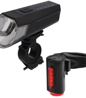 FISCHER accu-USB-LED verlichtingsset TWIN, 80 Lux, voor de fiets