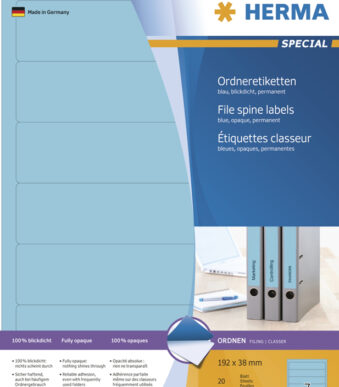 HERMA ordnerrug-etiketten SPECIAL, 192 x 38 mm, blauw