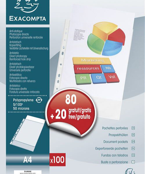 EXACOMPTA brochurehoes, Promopack 80+20 GRATIS, DIN A4, PP