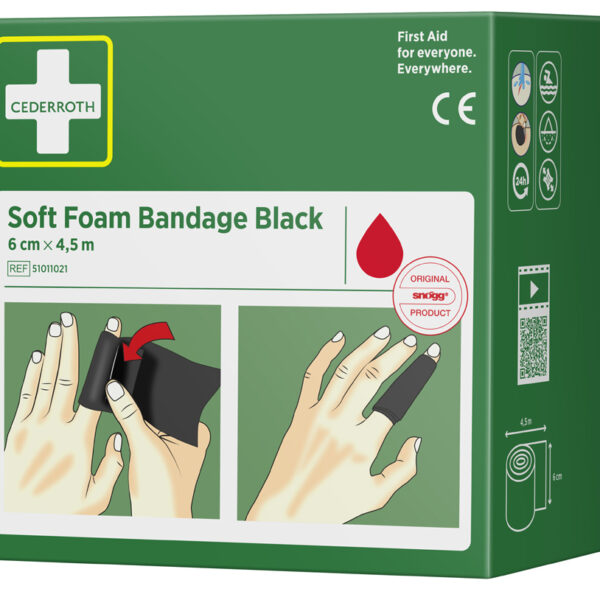 CEDERROTH pleisterverband 'Soft Foam Bandage', zwart, 60 mm x 4,5 m