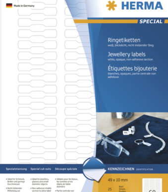 HERMA halteretiketten / ringetiketten SPECIAL, 49 x 10 mm, wit
