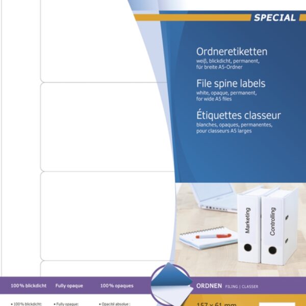 HERMA ordnerrug-etiketten SPECIAL, 157 x 61 mm, wit