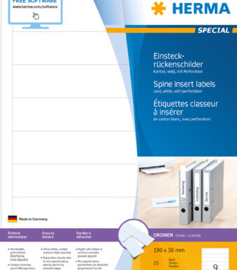 HERMA Rugetiketten Karton insteek 190x30mm wit 125 st