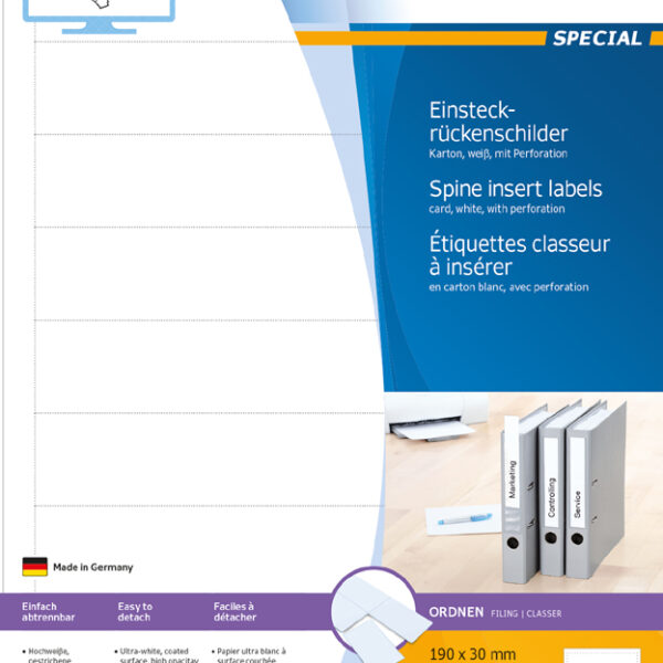 HERMA Rugetiketten Karton insteek 190x30mm wit 125 st