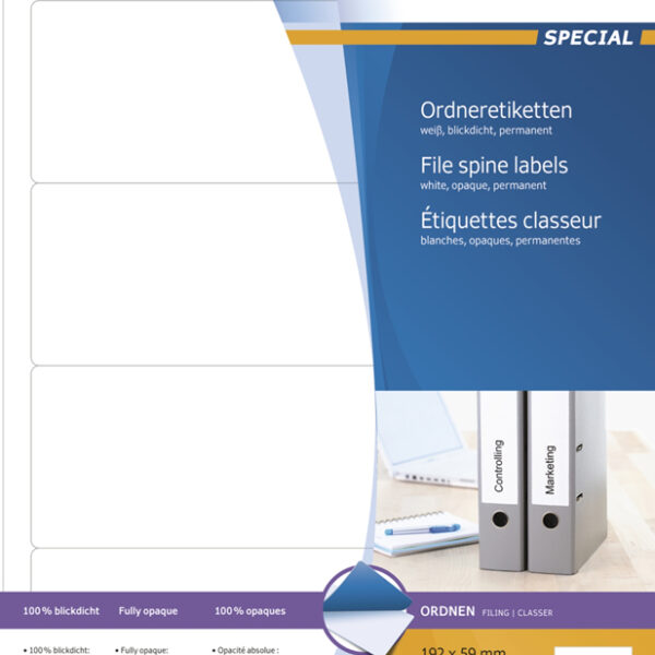 HERMA ordnerrug-etiketten SPECIAL, 192 x 59 mm, wit