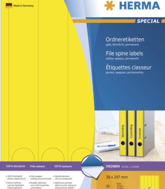 HERMA ordnerrug-etiketten SPECIAL, 38 x 297 mm, geel