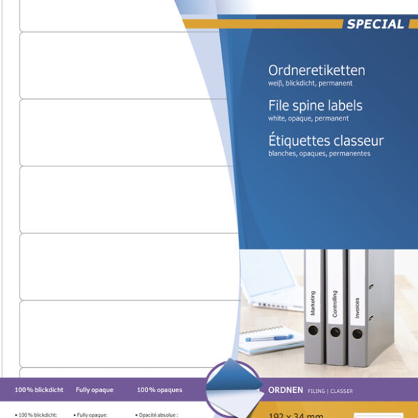 HERMA ordnerrug-etiketten SPECIAL, 192 x 34 mm, wit