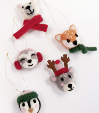 folia knutselviltballen WINTER DIEREN, 5 stuks