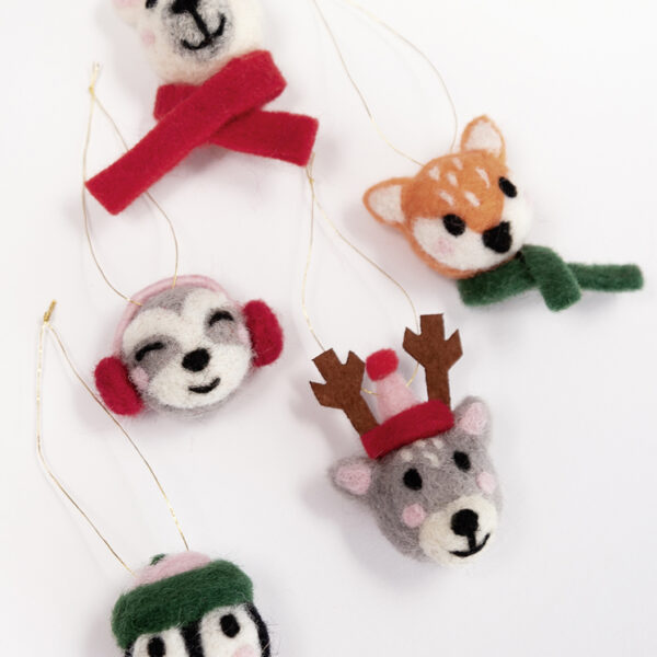 folia knutselviltballen WINTER DIEREN, 5 stuks