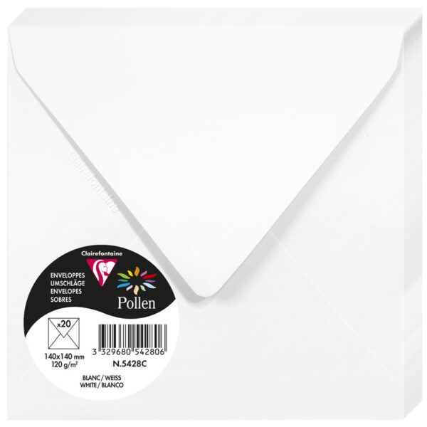 Pollen by Clairefontaine envelop 140 x 140 mm, wit, 120 g/m²