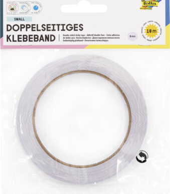 folia tweezijdige tape/plakband, 5 mm x 18 m, transparant