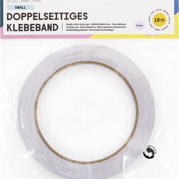 folia tweezijdige tape/plakband, 5 mm x 18 m, transparant