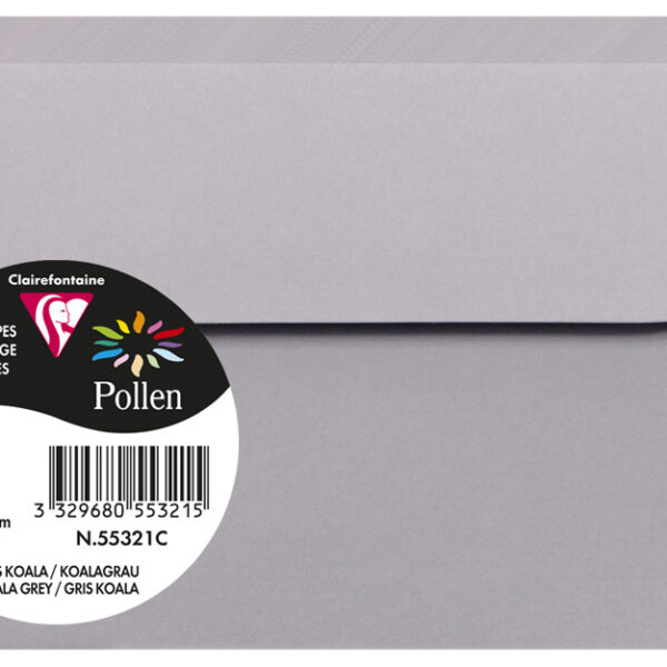 Pollen by Clairefontaine envelop 90x140 mm, koalagrijs, 120 g/m²