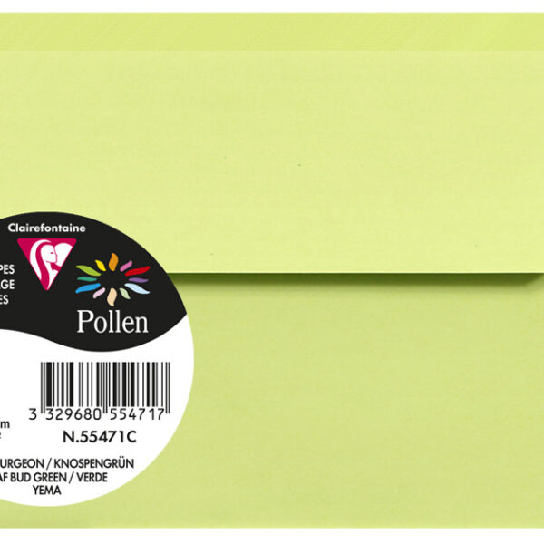 Pollen by Clairefontaine envelop 90x140 mm, lentegroen, 120 g/m²
