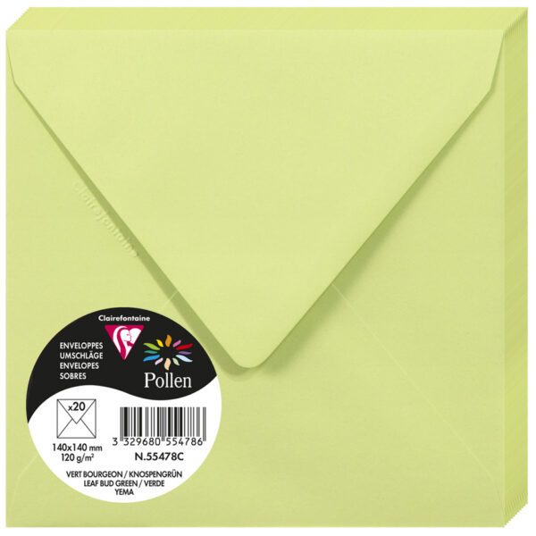 Pollen by Clairefontaine envelop 140 x 140 mm, lentegroen, 120 g/m²