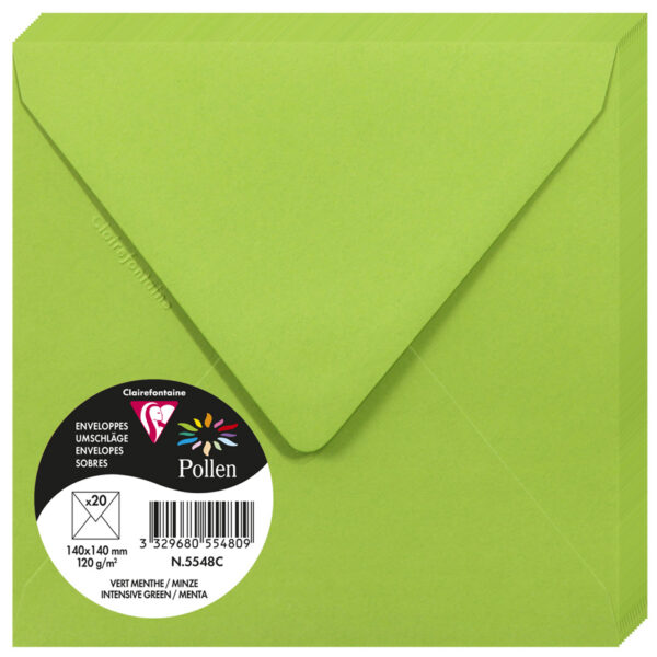Pollen by Clairefontaine envelop 140 x 140 mm, mint, 120 g/m²