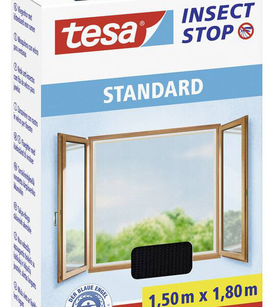 tesa horrengaas/vliegengaas STANDARD voor ramen, 1,50 m x 1,80 m, antraciet