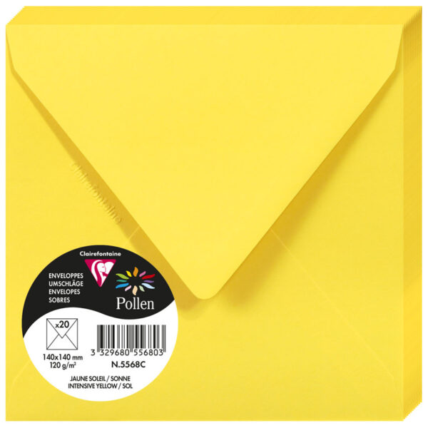 Pollen by Clairefontaine envelop 140 x 140 mm, zonnegeel, 120 g/m²