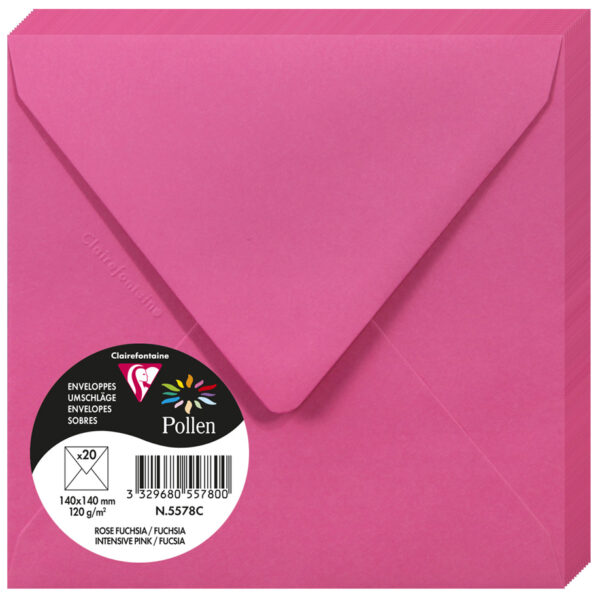 Pollen by Clairefontaine envelop 140 x 140 mm, fuchsia, 120 g/m²