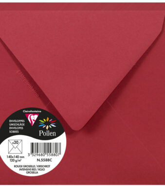 Pollen by Clairefontaine envelop 140 x 140 mm, kersenrood, 120 g/m²