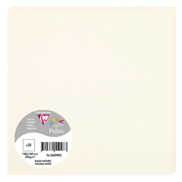 Pollen by Clairefontaine kaart 160 x 160 mm, 210 g/m2, naturelwit