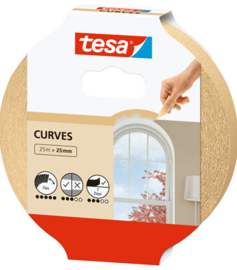 tesa schilders hoogcrepe afplakband / schilderstape, 25 mm x 25 m, beige