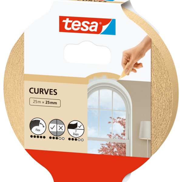 tesa schilders hoogcrepe afplakband / schilderstape, 25 mm x 25 m, beige