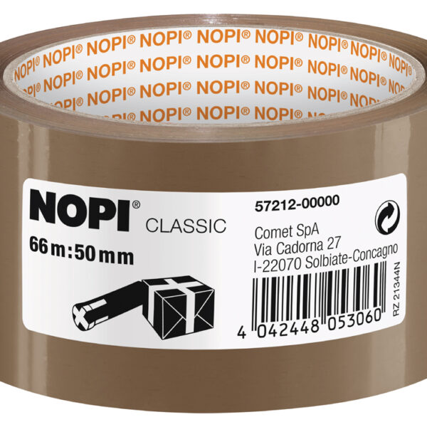 NOPI verpakkingstape/plakband Classic, 50 mm x 66 m, bruin
