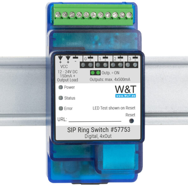 W&T SIP Ring Switch 4xOut, 10/100 BaseT, blauw