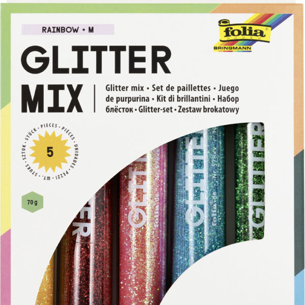 folia glitter-mix 'Rainbow', 5 tubes à 14 g