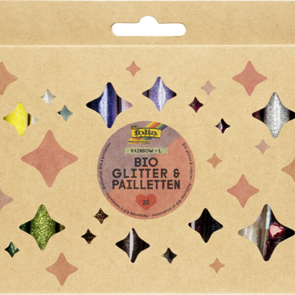 folia BIO glitter- en paillettenset, Rainbow L