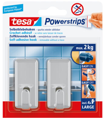 tesa Powerstrips haken LARGE Classic, chroom, 2 kg