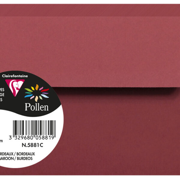 Pollen by Clairefontaine envelop 90x140 mm, bordeaux, 120 g/m²