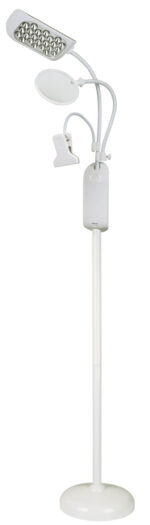 KLEIBER LED-staande lamp met klem en loep, wit