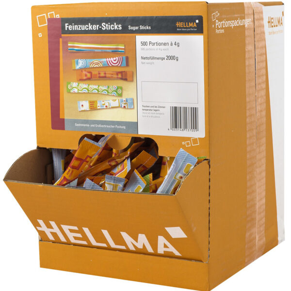 HELLMA fijnsuiker-sticks, in display, 4 g, 500 st
