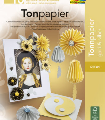 folia gekleurd-papier blok, DIN A4, 130 g/m2, goud en zilver