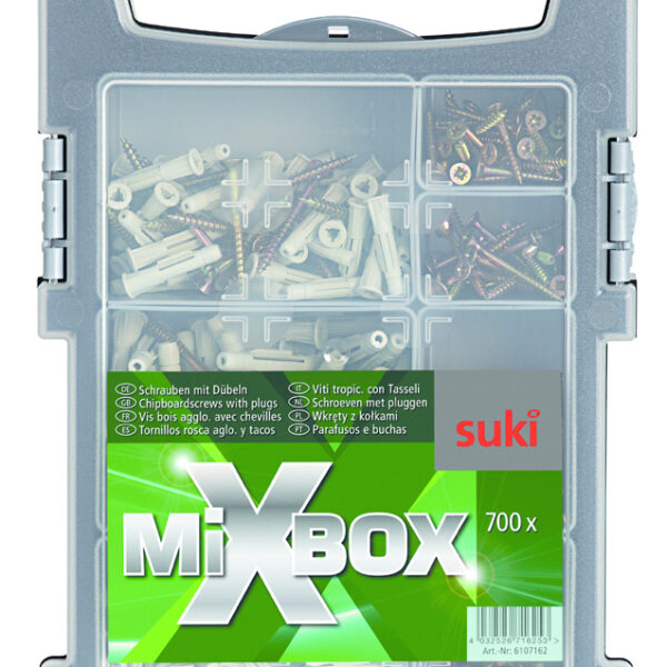 suki. Mixbox ´spaanplaatschroeven met pluggen´, 700 delig