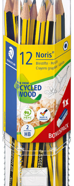 STAEDTLER potlood Noris, 12 stuks in promopak + vlakgum
