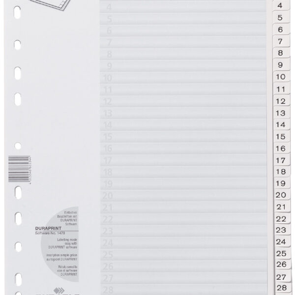 DURABLE kunststof tabbladen, cijfers, A4, 31-delig, 1 - 31