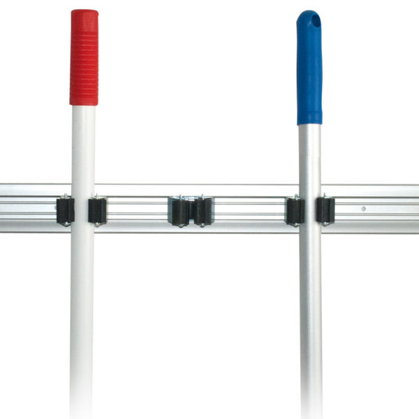 HYGOCLEAN bezemhouder TRIO, aluminium lijst voor 3 stelen