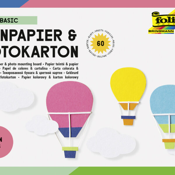 folia gekleurd papier- en karton-blok BASIC, A6, 60 vel