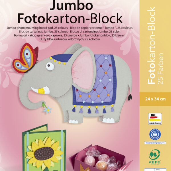 folia Jumbo gekleurd kartonblok, (B)240 x (H)340 mm, 300 g/m2