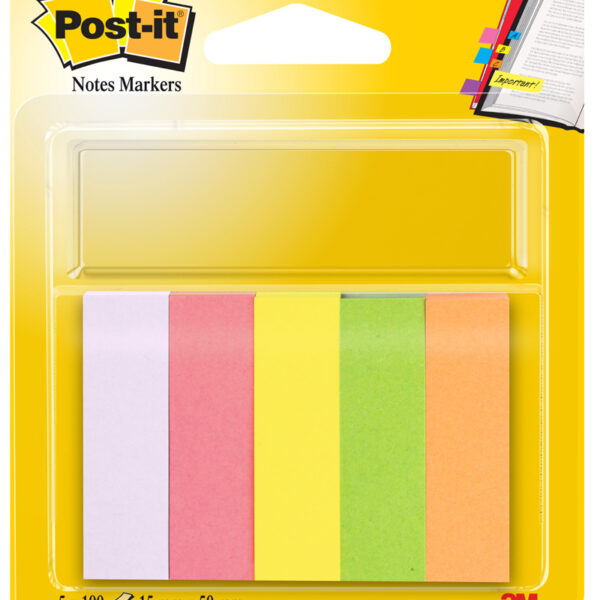 Post-it paginamarkers van papier, 15 x 50 mm, neonkleuren