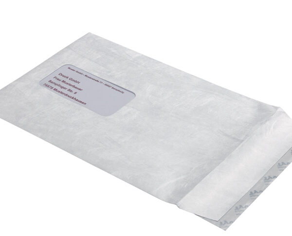 Tyvek akte-envelop C5, 16,2 x 22,9 cm, met venster, 55 g/m2, zelfklevend, wit, 100 st.