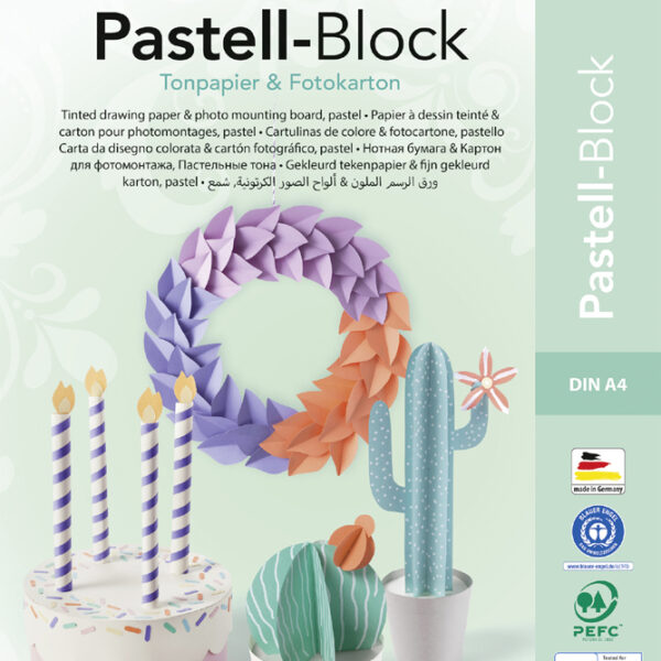 folia gekleurd papier- en karton-blok PASTELL, A4, 20 vel