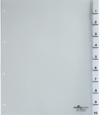 DURABLE kunststof tabbladen, A4, 10-delig, transparant