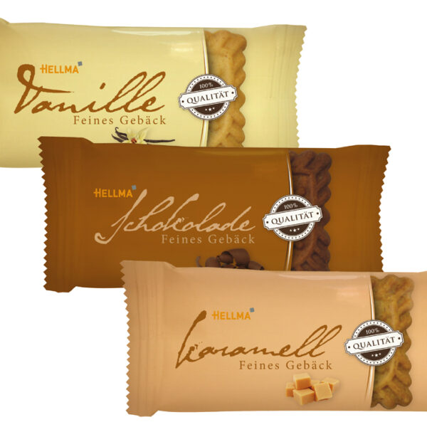 HELLMA mix van 3 fijne koekjes, per stuk verpakt, in doos