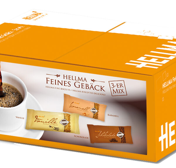 HELLMA mix van 3 fijne koekjes, per stuk verpakt, in doos
